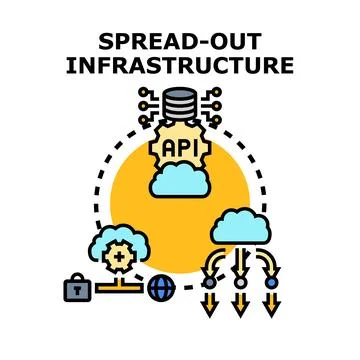 Distributed infrastructure architecture concept with cloud computing Stock Illustration