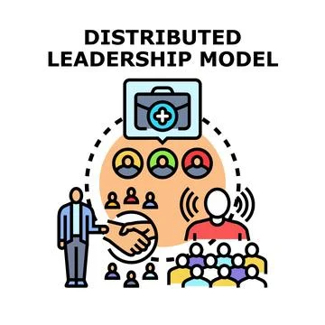 Distributed leadership model concept for business team Stock Illustration