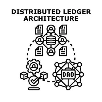 Distributed ledger architecture creating secure decentralized network systems Illustrazione stock