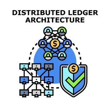 Distributed ledger architecture protecting decentralized finance network Stock Illustration