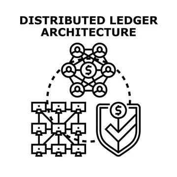 Distributed ledger architecture protecting decentralized finance network Illustrazione stock