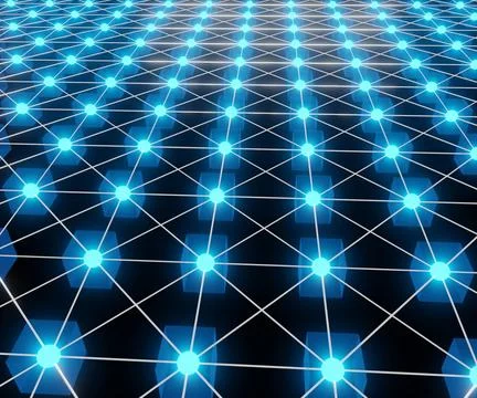 Distributed ledger blockchain in the black background Stock Illustration