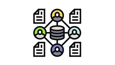 Distributed ledger decentralized application color icon animation Vídeo Stock 326108197
