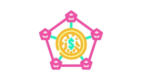 Distributed ledger decentralized application color icon animation Vídeo Stock 327259596