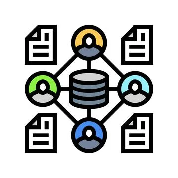 Distributed ledger decentralized application color icon vector illustration Stock Illustration