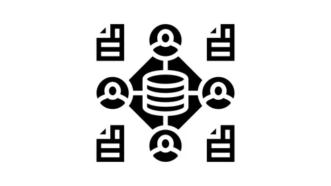 Distributed ledger decentralized application glyph icon animation Vídeo Stock 326145511