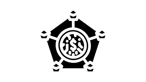 Distributed ledger decentralized application glyph icon animation Stock Footage 326735316