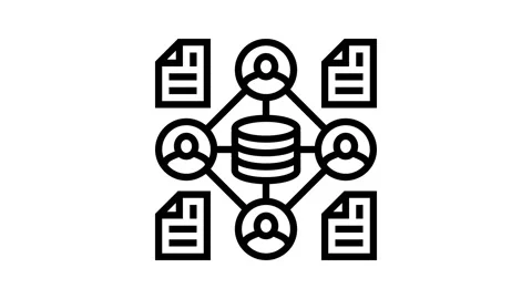 Distributed ledger decentralized application line icon animation Stock Footage 326125713