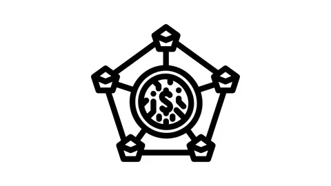 Distributed ledger decentralized application line icon animation Vídeo Stock 326751574