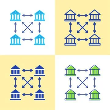 Distributed ledger icon set in flat and line style Stock Illustration