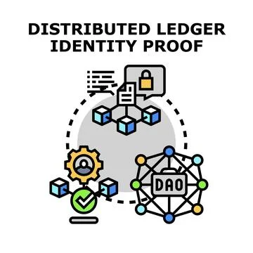 Distributed ledger identity proof concept illustration blockchain technology Stock Illustration