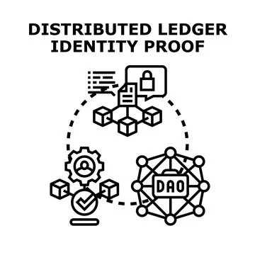Distributed ledger identity proof concept illustration blockchain technology Stock Illustration