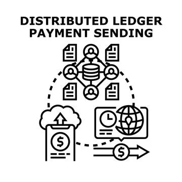 Distributed ledger payment sending transaction process vector Stock Illustration