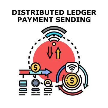 Distributed ledger payment sending transaction process Stock Illustration