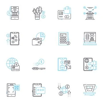 Distributed ledgers linear icons set. Blockchain, Decentralization, Cryptography Stock Illustration