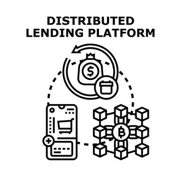 Distributed lending platform concept using blockchain technology Stock Illustration