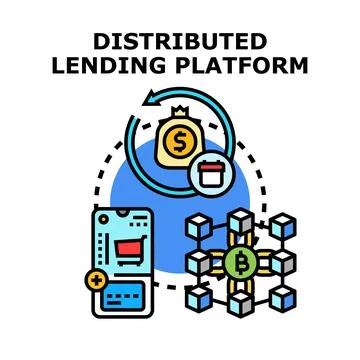 Distributed lending platform concept using blockchain technology Stock Illustration