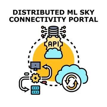 Distributed machine learning sky connectivity portal system Stock Illustration