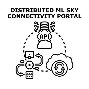 Distributed machine learning sky connectivity portal system Stock Illustration