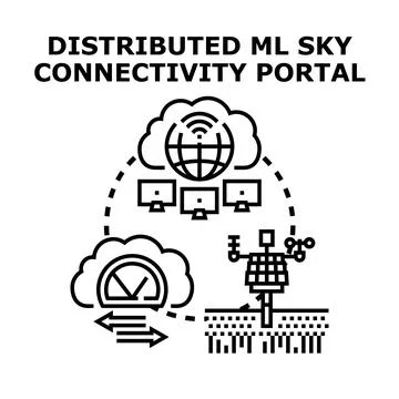 Distributed machine learning sky connectivity portal system 스톡 일러스트