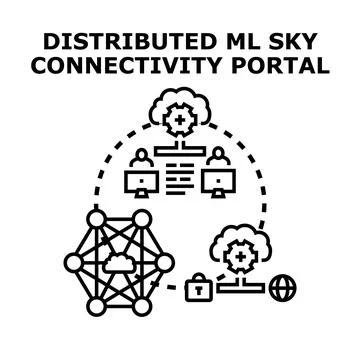 Distributed machine learning sky connectivity portal system Stock Illustration
