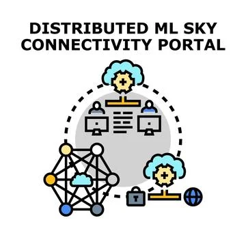 Distributed machine learning sky connectivity portal system 스톡 일러스트