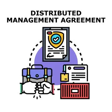 Distributed management agreement concept for business cooperation Stock Illustration