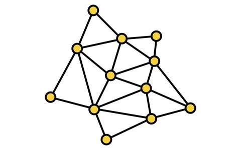 Distributed network and node structure isometric line icon with interconnec.. Illustrazione stock