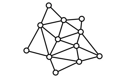 Distributed network and node structure isometric line icon with interconnec.. Stock Illustration
