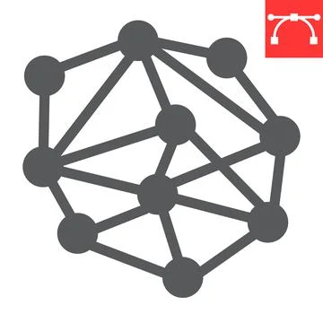 Distributed network glyph icon, connect and marketing, distribution network Stock Illustration