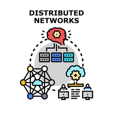 Distributed networks concept connecting global users and data Illustrazione stock