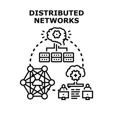Distributed networks concept connecting global users and data Stock Illustration