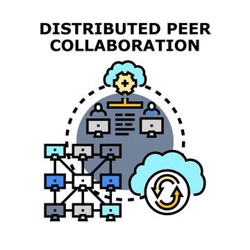 Distributed peer collaboration network data exchange イラスト素材