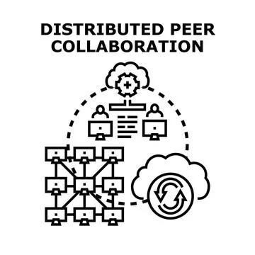 Distributed peer collaboration network data exchange イラスト素材