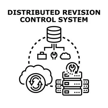 Distributed revision control system concept development processing database Stock Illustration