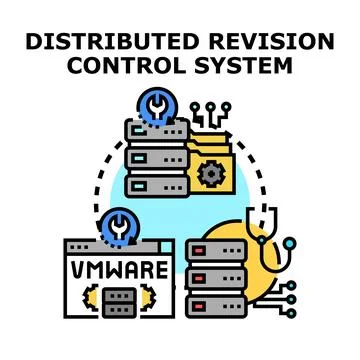 Distributed revision control system concept vector illustration Stock Illustration
