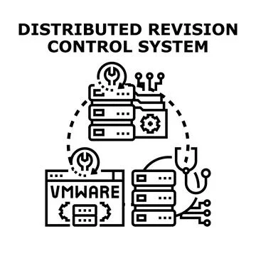 Distributed revision control system concept vector illustration Stock Illustration