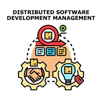 Distributed software development management process outline Stockillustratie