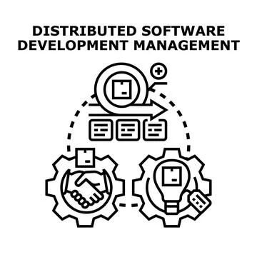 Distributed software development management process outline Stock Illustration