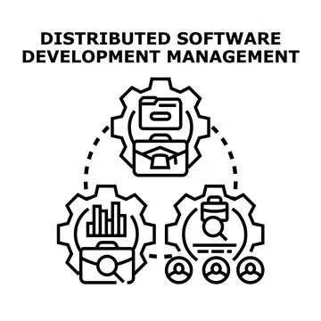 Distributed software development management process Ilustração Stock