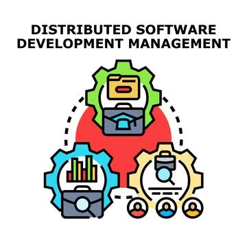 Distributed software development management process Stock Illustration