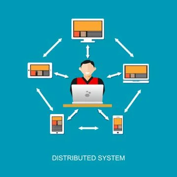 Distributed system technology concept illustration. Stock Illustration