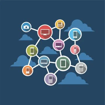 Distributed System. Wireless Connection. Stock Illustration