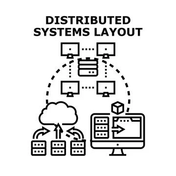 Distributed systems layout connection network architecture concept Stock Illustration
