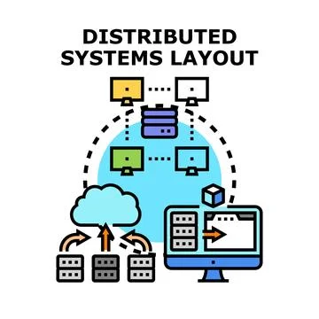 Distributed systems layout connection network architecture concept Stock Illustration