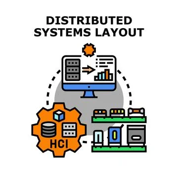 Distributed systems layout planning and networking concept Stock Illustration
