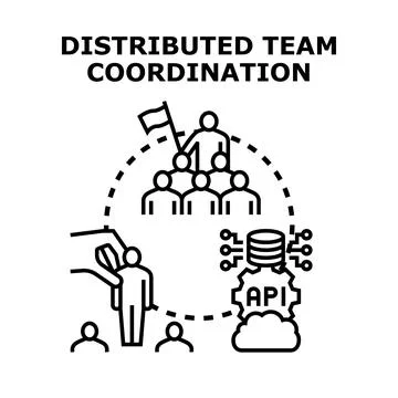 Distributed team coordination work collaboration network management 库存插图