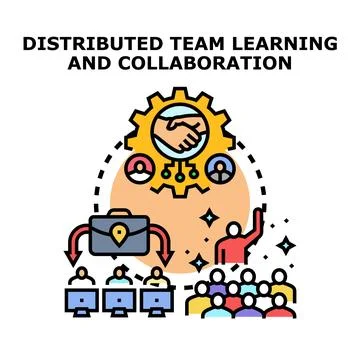 Distributed team learning collaboration remote work process イラスト素材