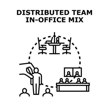 Distributed team in office mix collaboration concept Stock Illustration
