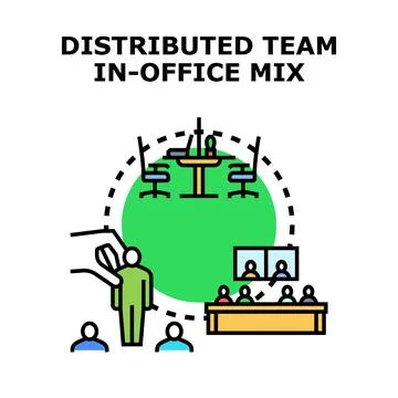 Distributed team in office mix collaboration concept Ilustración de archivo